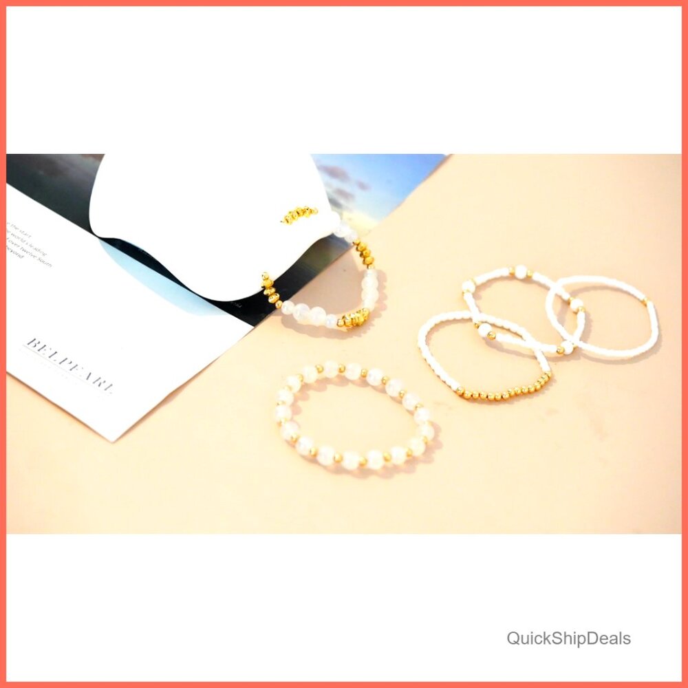 Stretch Beaded Bracelets Set Stackable Crystal Go… - image 7